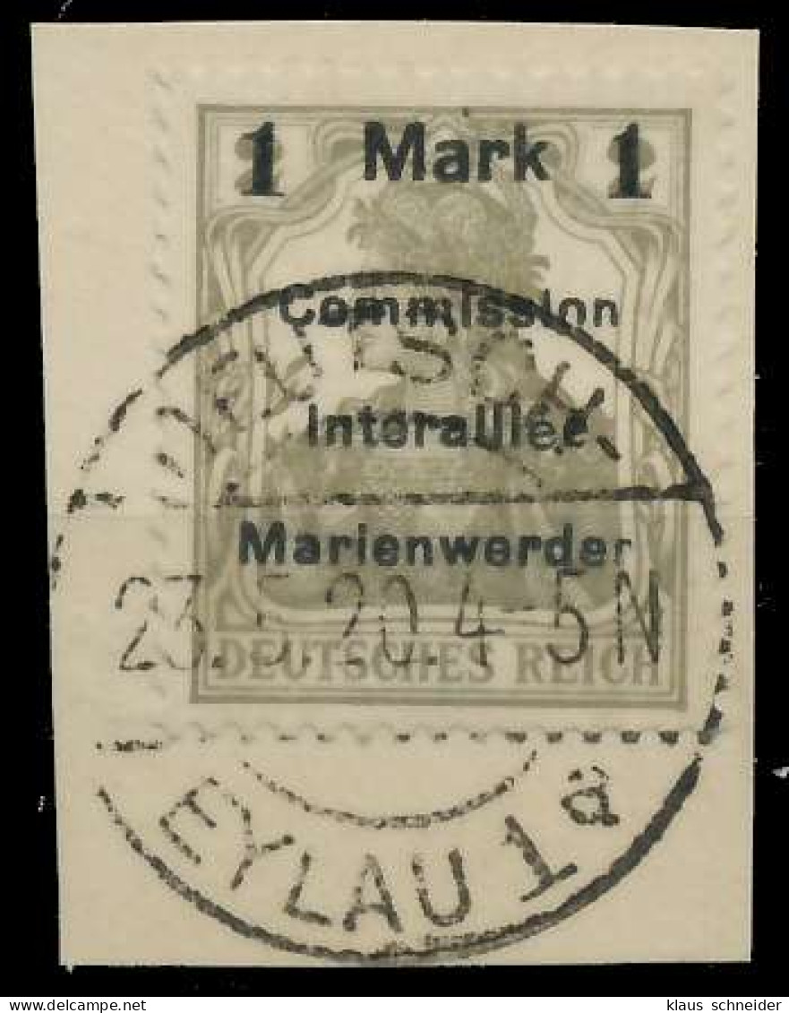 MARIENWERDER Nr 22AIH Zentrisch Gestempelt Briefstück ATTEST X49A4E6 - Autres & Non Classés