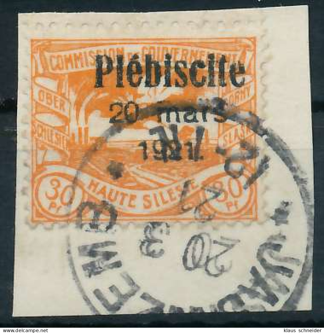 OBERSCHLESIEN Nr 34 Gestempelt Briefstück Gepr. X4B0CAA - Autres & Non Classés