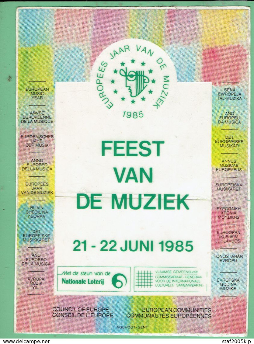 Sticker - FEEST VAN DE MUZIEK - 1985 - Europees Jaar Van De Muziek - Aufkleber