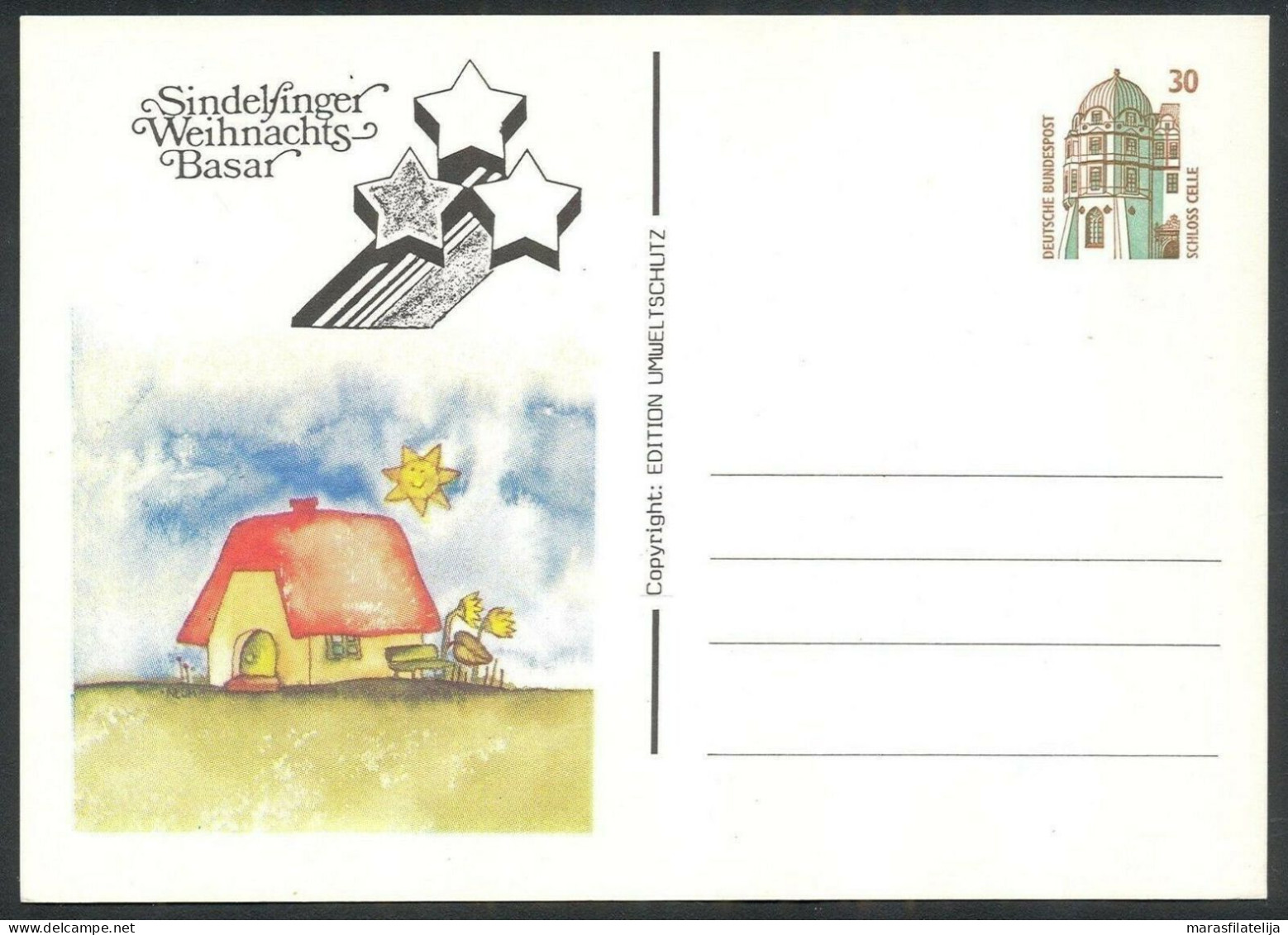 Germany 1990, Sindelfingen Christmas Market, Mint Stationery Card - Autres & Non Classés