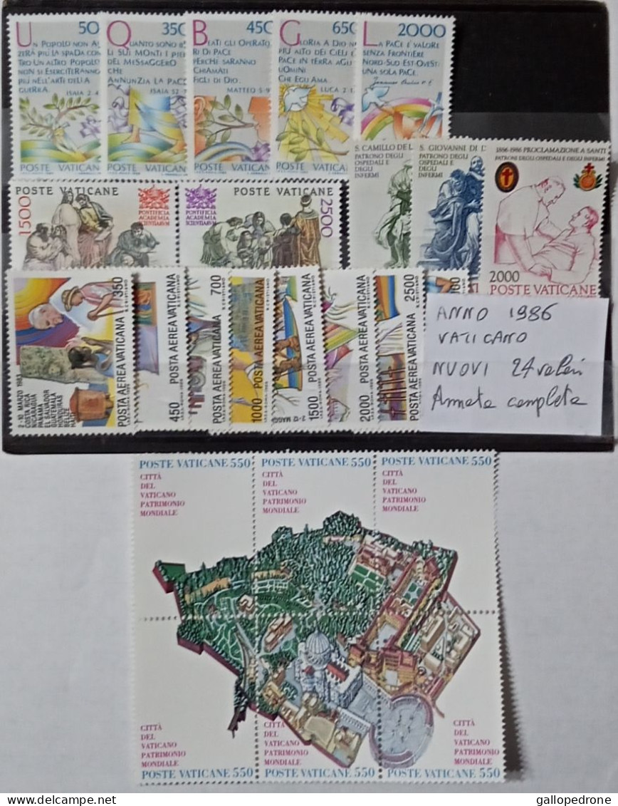 1986 Vaticano, Annata Completa- 24 Valori NUOVI MNH ** - Unused Stamps