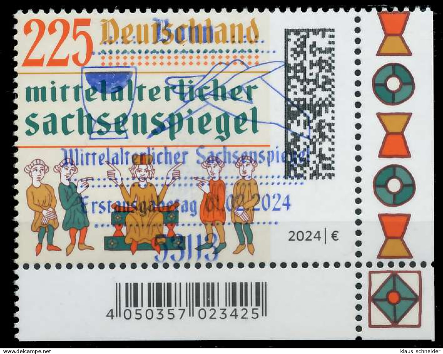 BRD BUND 2024 Nr 3815 ESST Zentrisch Gestempelt ECKE-URE X73121A - Used Stamps