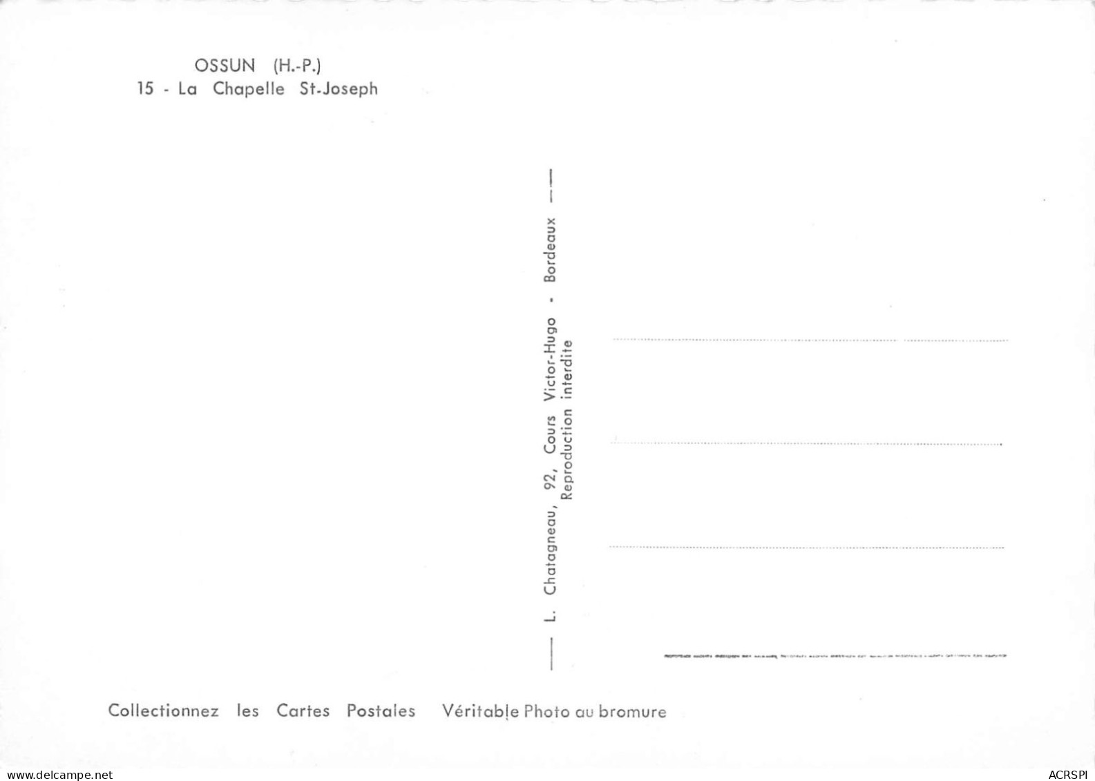 65 OSSUN La Chapelle Saint-Joseph (Scan R/V) N° 20 \MS9006 - Ossun