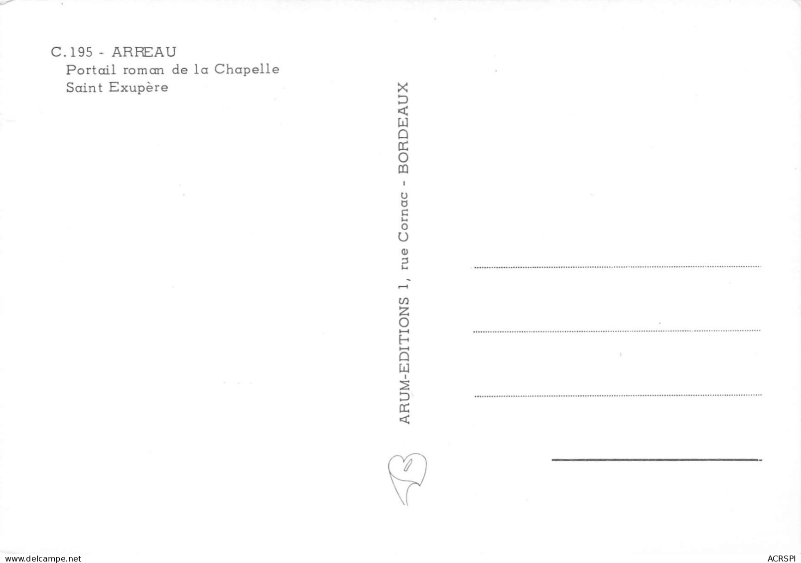 65 Arreau Portail Roman De La Chapelle Saint Exupere (Scan R/V) N° 50 \MS9001 - Argeles Gazost
