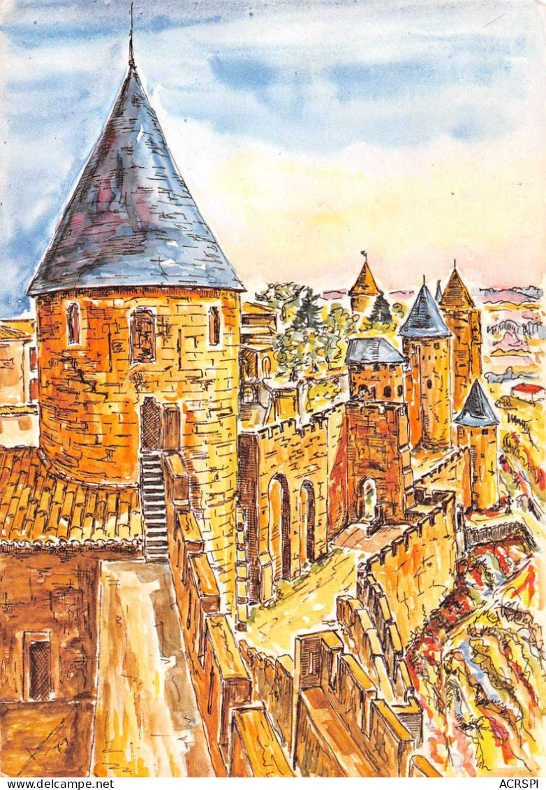 11 CARCASSONNE Aquarelle Porte D'Or Et Ses Tours (Scan R/V) N° 38 \MS9001 - Carcassonne