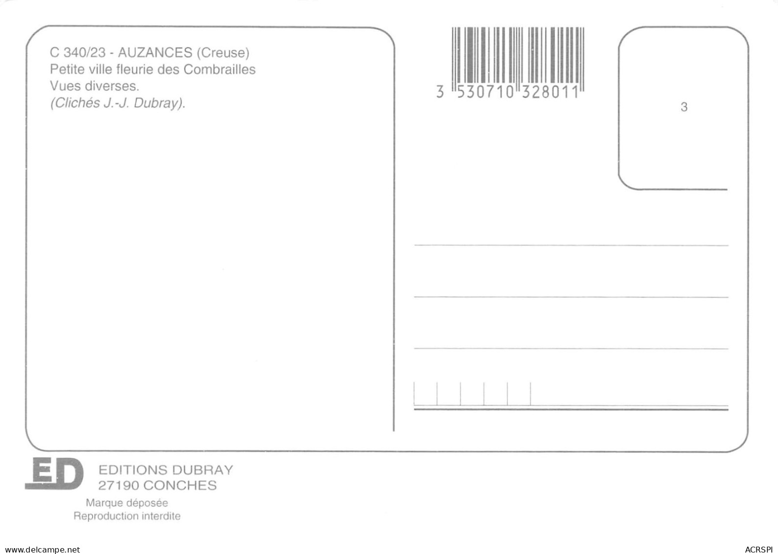 23 AUZANCES Multivue Cp Vierge Non Circulé éd DUBRAY (Scan R/V) N° 12 \MS9016 - Auzances