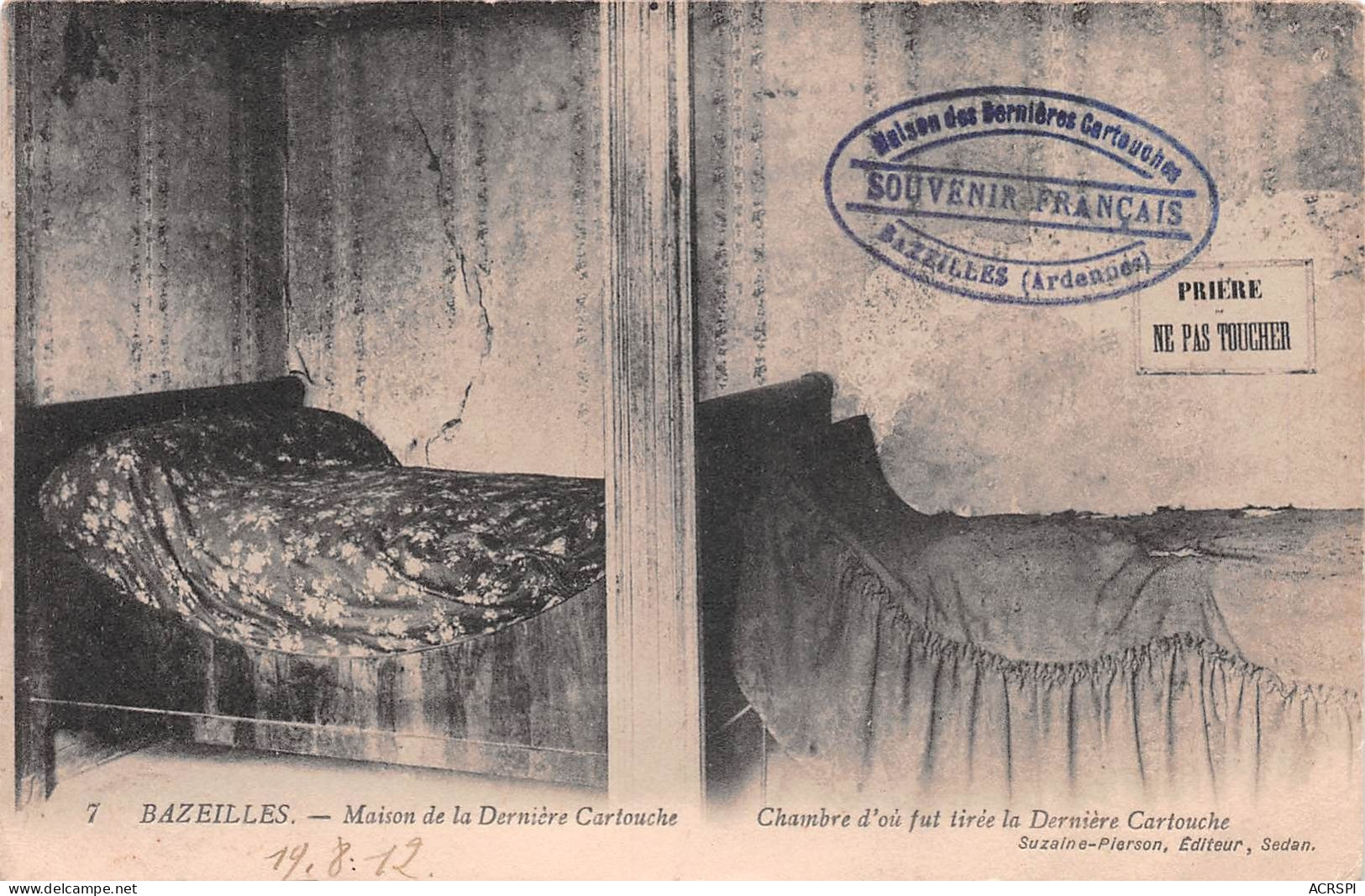 08 BAZEILLES Maison De La Dernière Cartouche La Chambre (Scan R/V) N° 85 \MS9014 - Autres & Non Classés