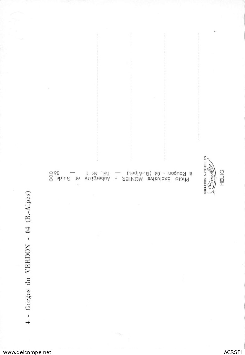 04 Gorges Du Verdon Greoux Les Bains (Scan R/V) N° 43 \MS9013 - Gréoux-les-Bains
