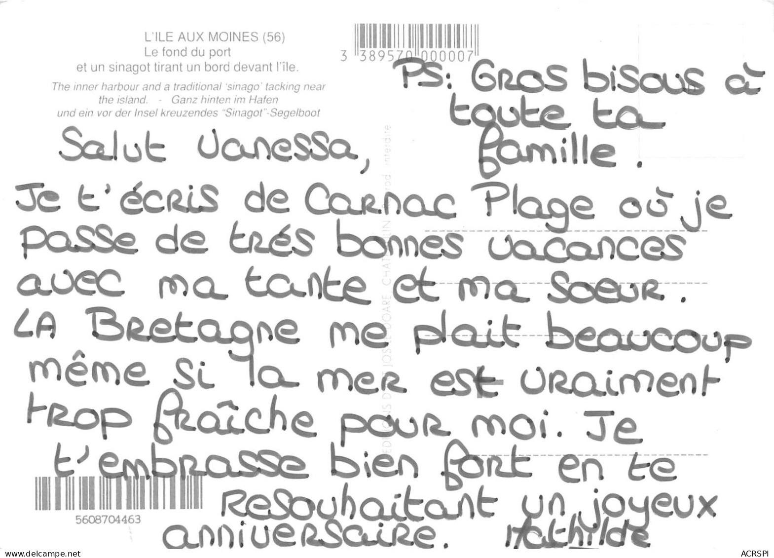 56 L'île Aux Moines Un SANIGOT Tirant Un Bord (Scan R/V) N° 18 \MS9023 - Ile Aux Moines