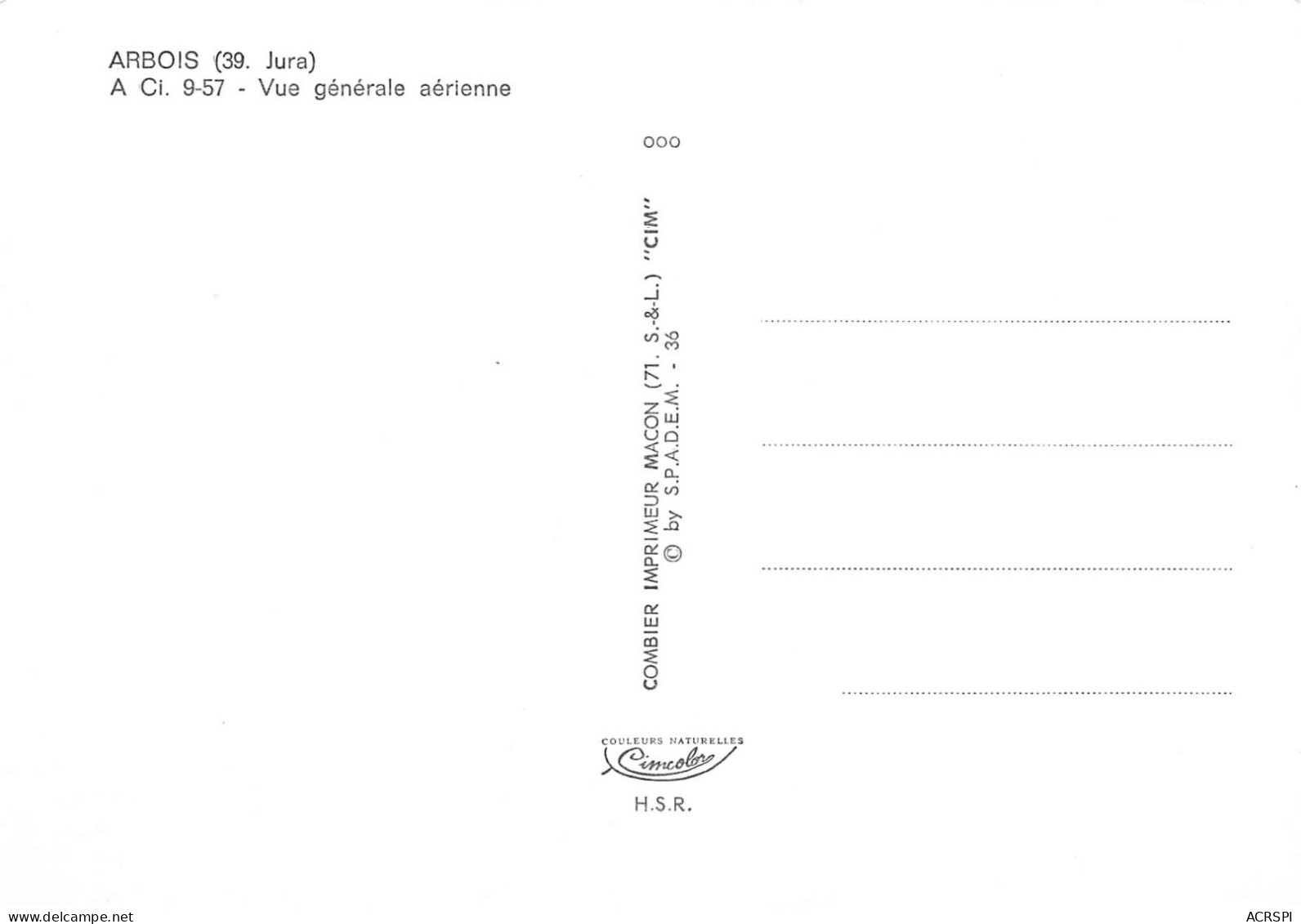 39 ARBOIS Vue Générale Aérienne Panoramique (Scan R/V) N° 12 \MS9020 - Arbois