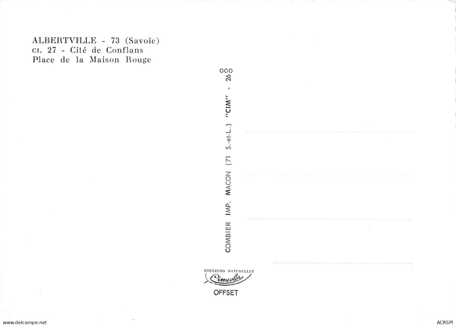 73 ALBERTVILLE Conflans Place De La Maison Rouge (Scan R/V) N° 39 \MS9037 - Albertville