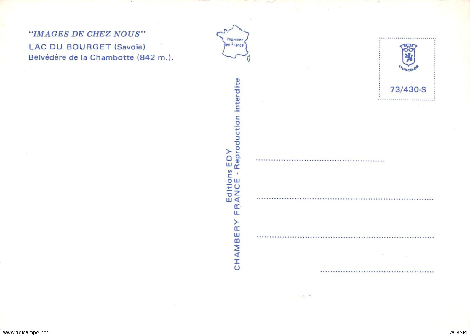 73 LE-BOURGET-DU-LAC Chambotte Le Belvédère (Scan R/V) N° 9 \MS9044 - Le Bourget Du Lac