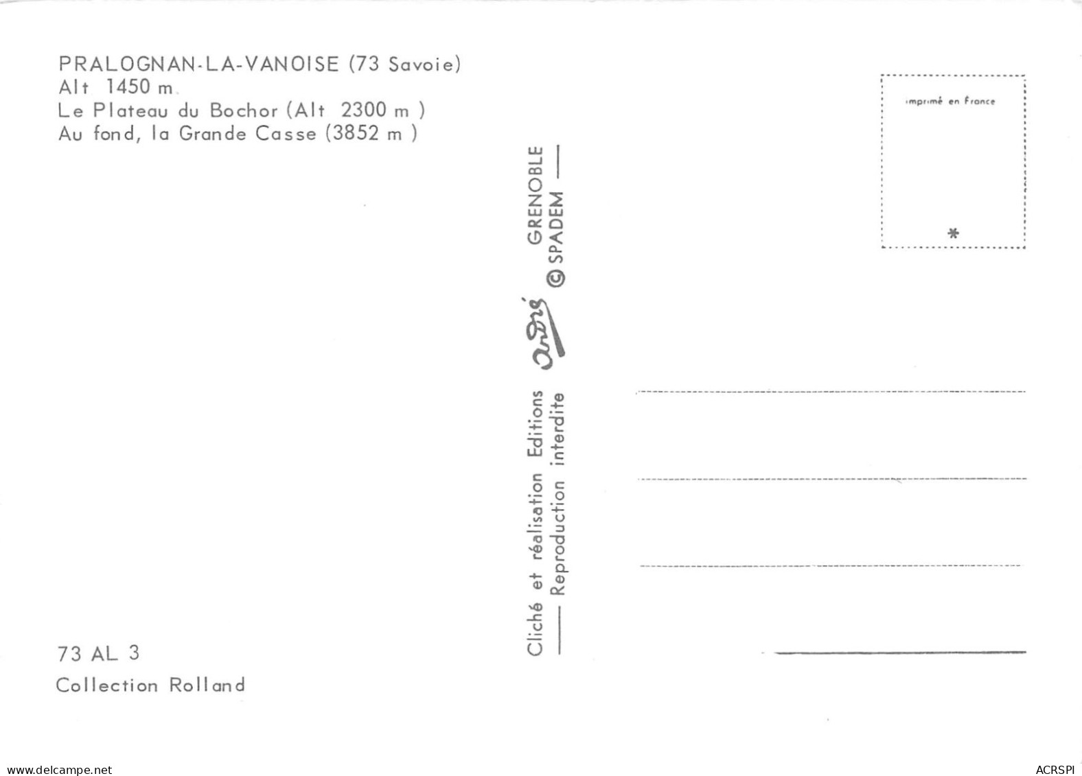 73 PRALOGNAN-LA-VANOISE Le Plateau Du BOCHOR (Scan R/V) N° 29 \MS9050 - Pralognan-la-Vanoise