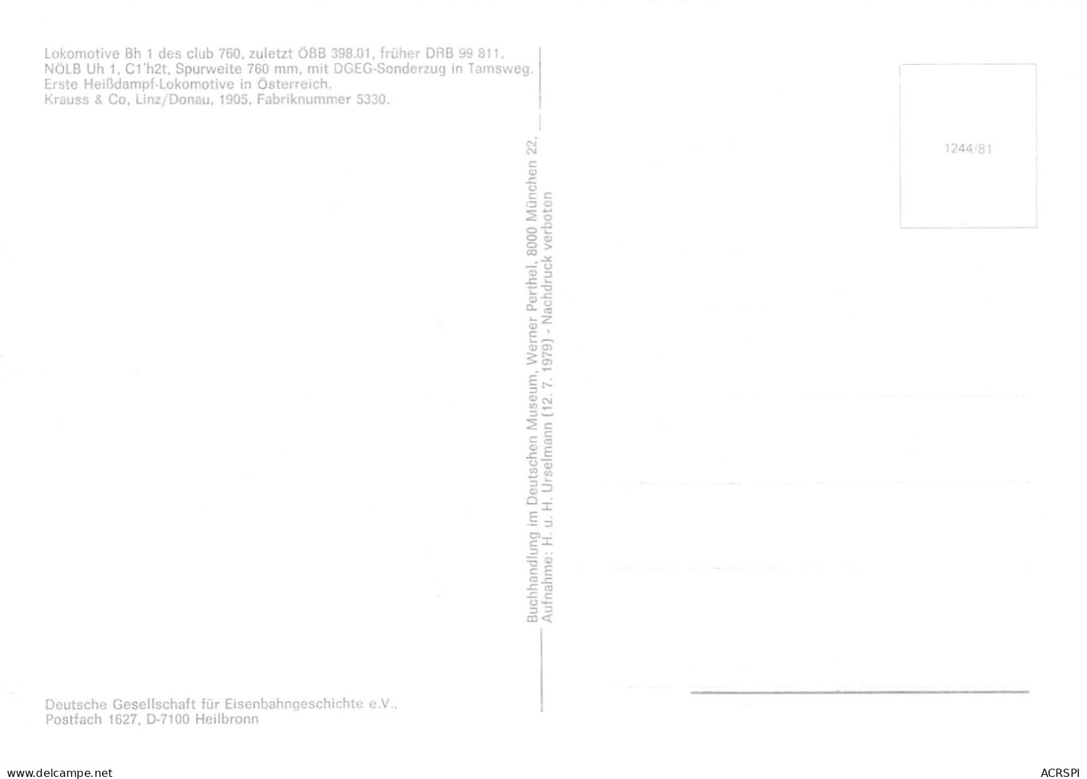Lokomotiv BH 1 Krauss & Co Linz/Donau Berlin HEILBRONN (Scan R/V) N° 11 \MS9072 - Stations - Met Treinen