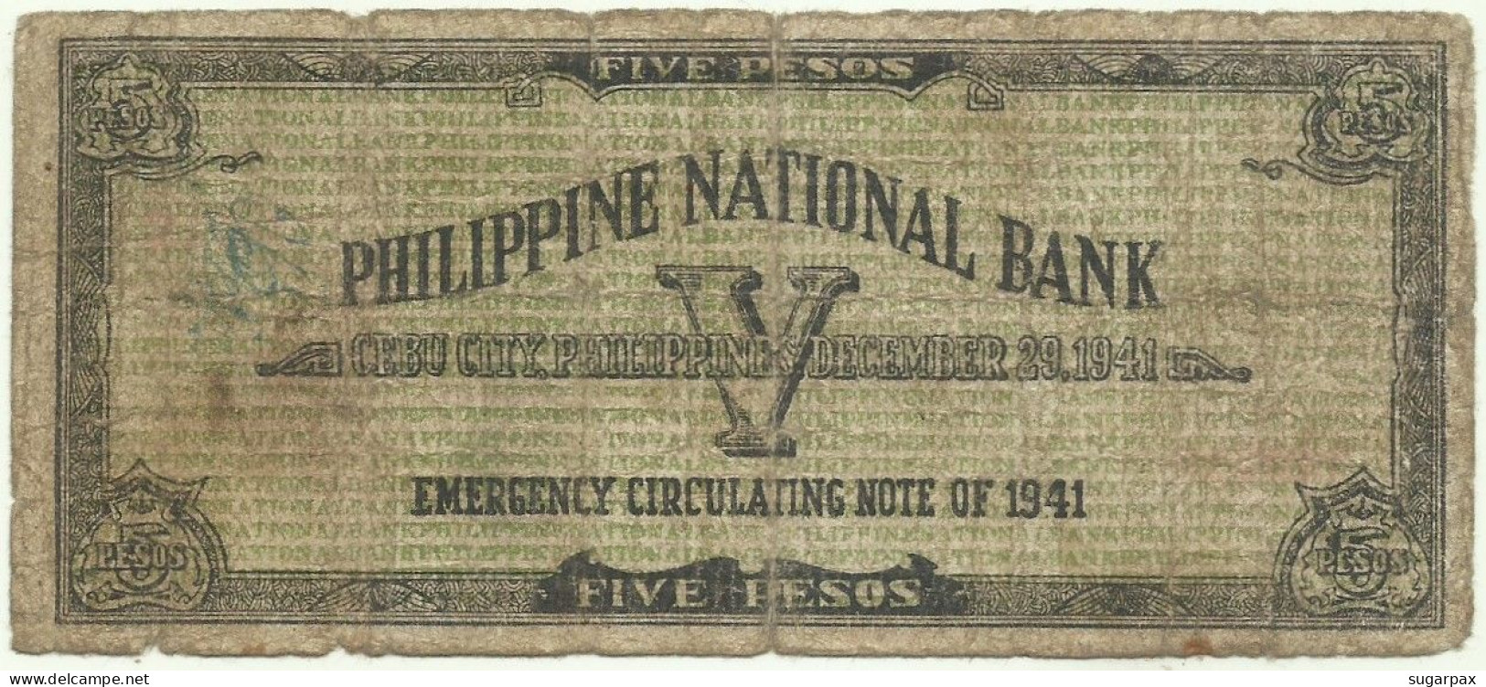 PHILIPPINES - 5 Pesos - 1941 - Pick S 216.b - Philippine National Bank CEBU - Philippines