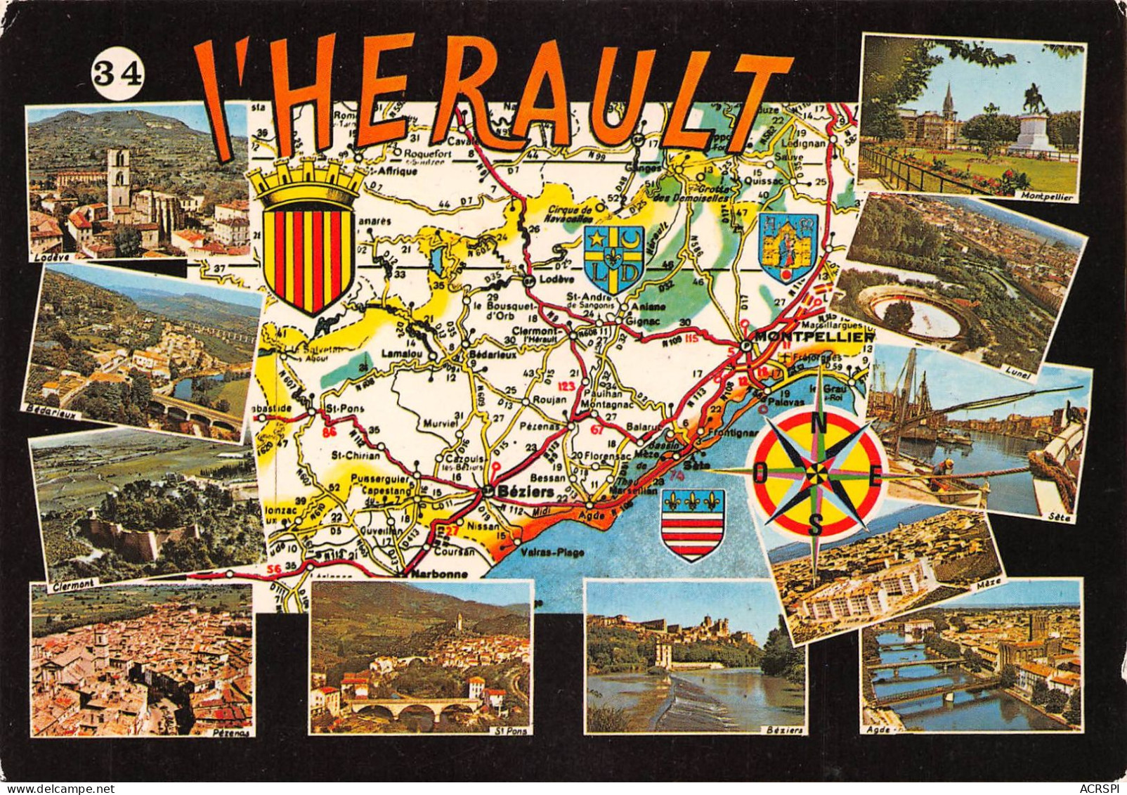 34 L'herault Et Ses Sites Carte Map Plan (Scan R/V) N° 13 \MS9082 - Sete (Cette)