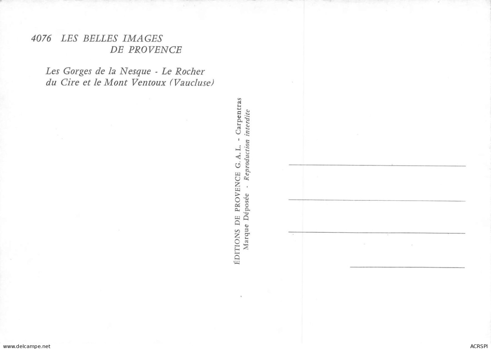 84 Gorges De La Nesque, Monieux (Scan R/V) N° 50 \MS9081 - Carpentras