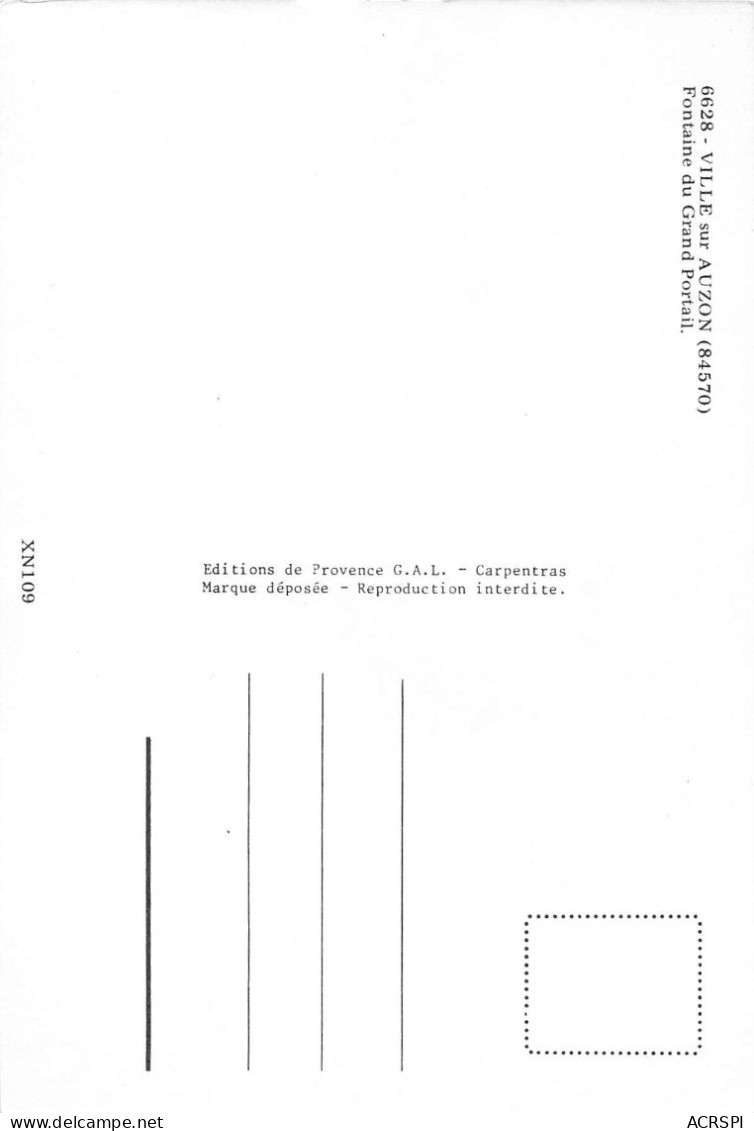 84 Villes-sur-Auzon La Fontaine Du Grand Portail (Scan R/V) N° 11 \MS9081 - Carpentras