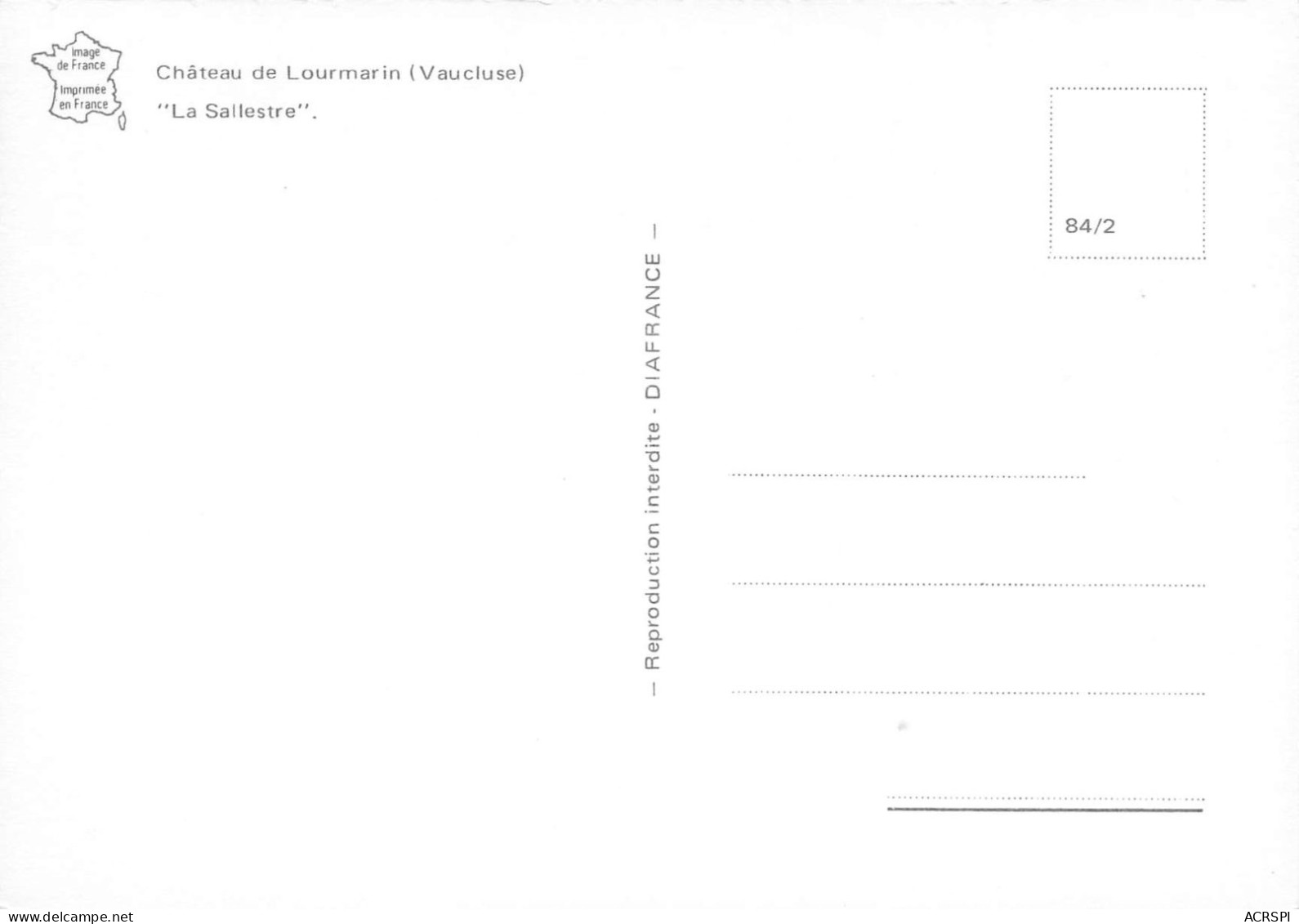 84 LOURMARIN Chateau LA SALLESTRE (Scan R/V) N° 54 \MS9080 - Lourmarin