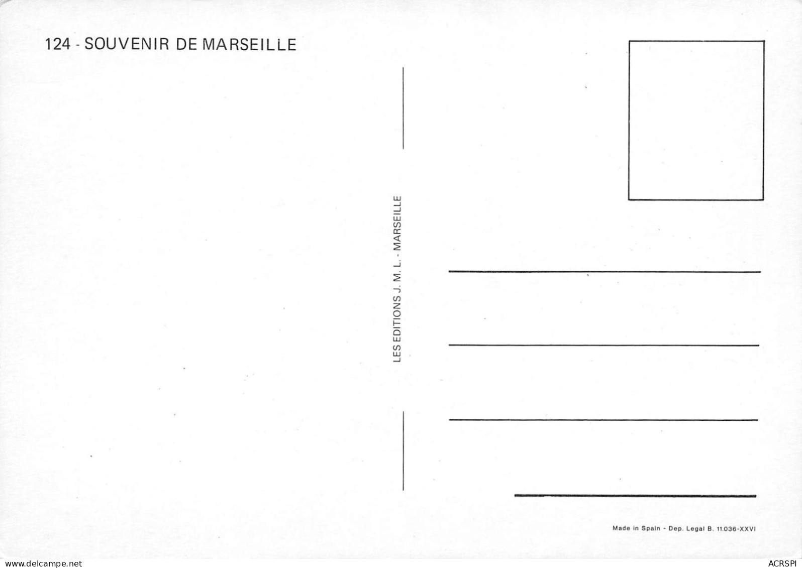 13 MARSEILLE Souvenir (Scan R/V) N° 11 \MS9092 - Parken En Tuinen