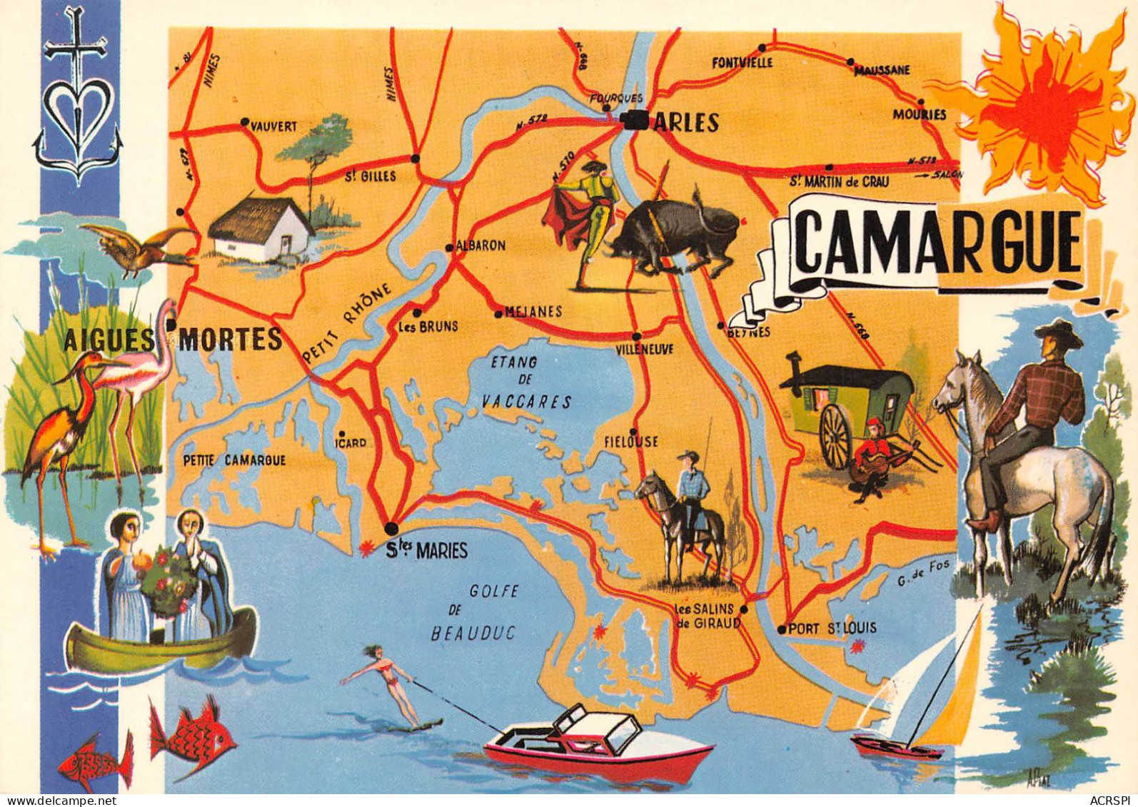 13 Les Saintes-Maries-de-la-Mer Plan Touristique De La CAMARGUE (Scan R/V) N° 67 \MS9090 - Saintes Maries De La Mer