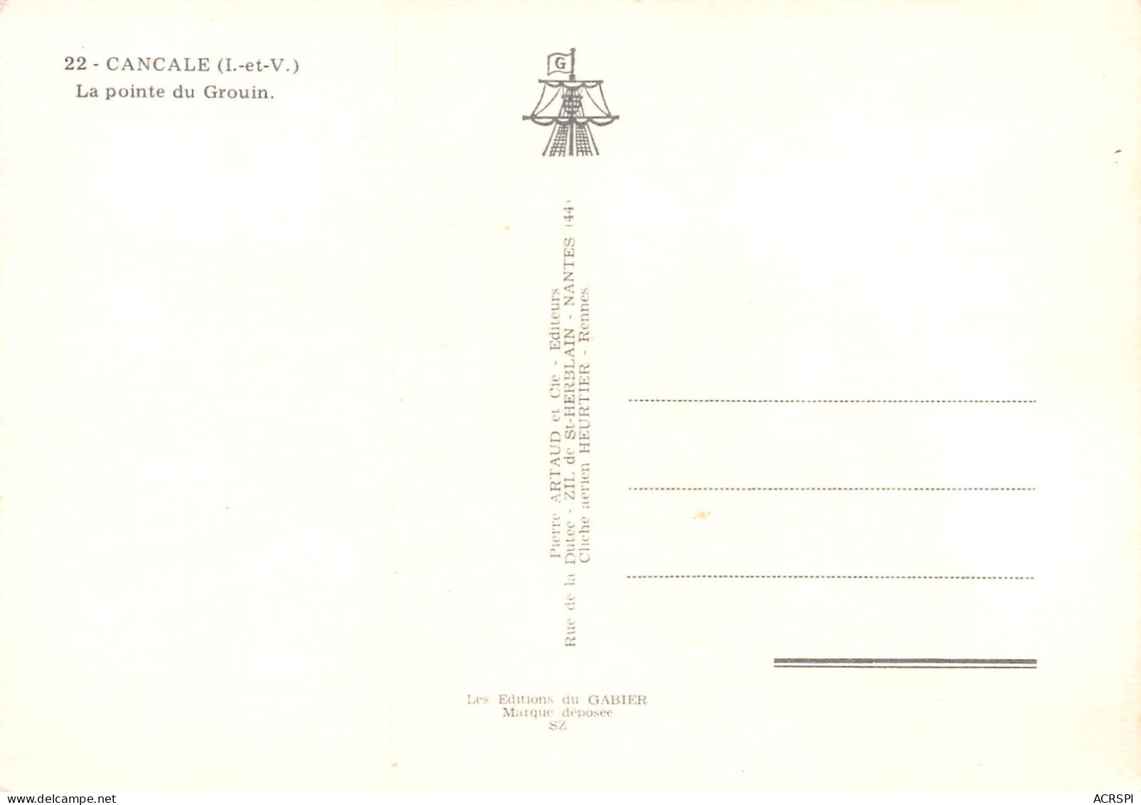 35 CANCALE Pointe Du GROUIN Carte Vierge Non Circulé (Scan R/V) N° 69 \MS9087 - Cancale