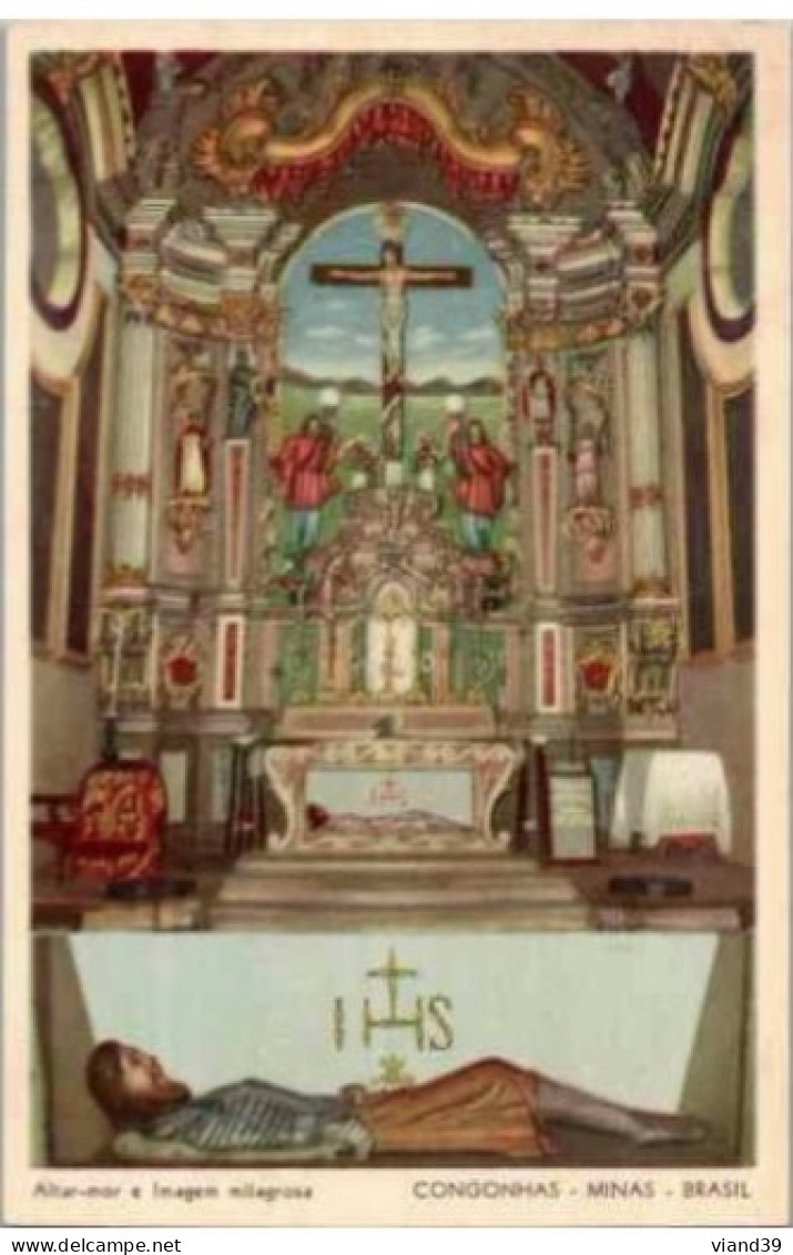 CONGONHAS   -  Estado Do Minas Gerais   : Altar-mor E Imagem Milagrosa.   Sanctuaire Du Bon Jésus. - Andere & Zonder Classificatie