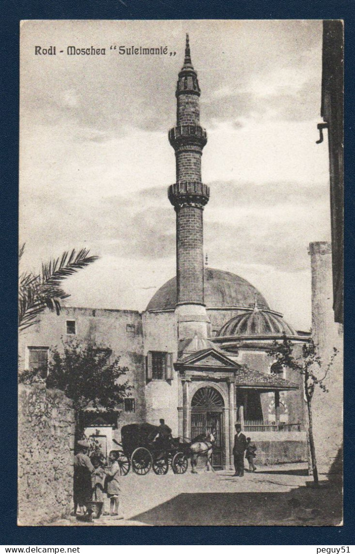 Grèce. Rhodes. Mosquée De Soliman. ( 1522- Souvent Reconstruite Après Les Nombreux Séismes ). Calèche à L'entrée. - Griechenland