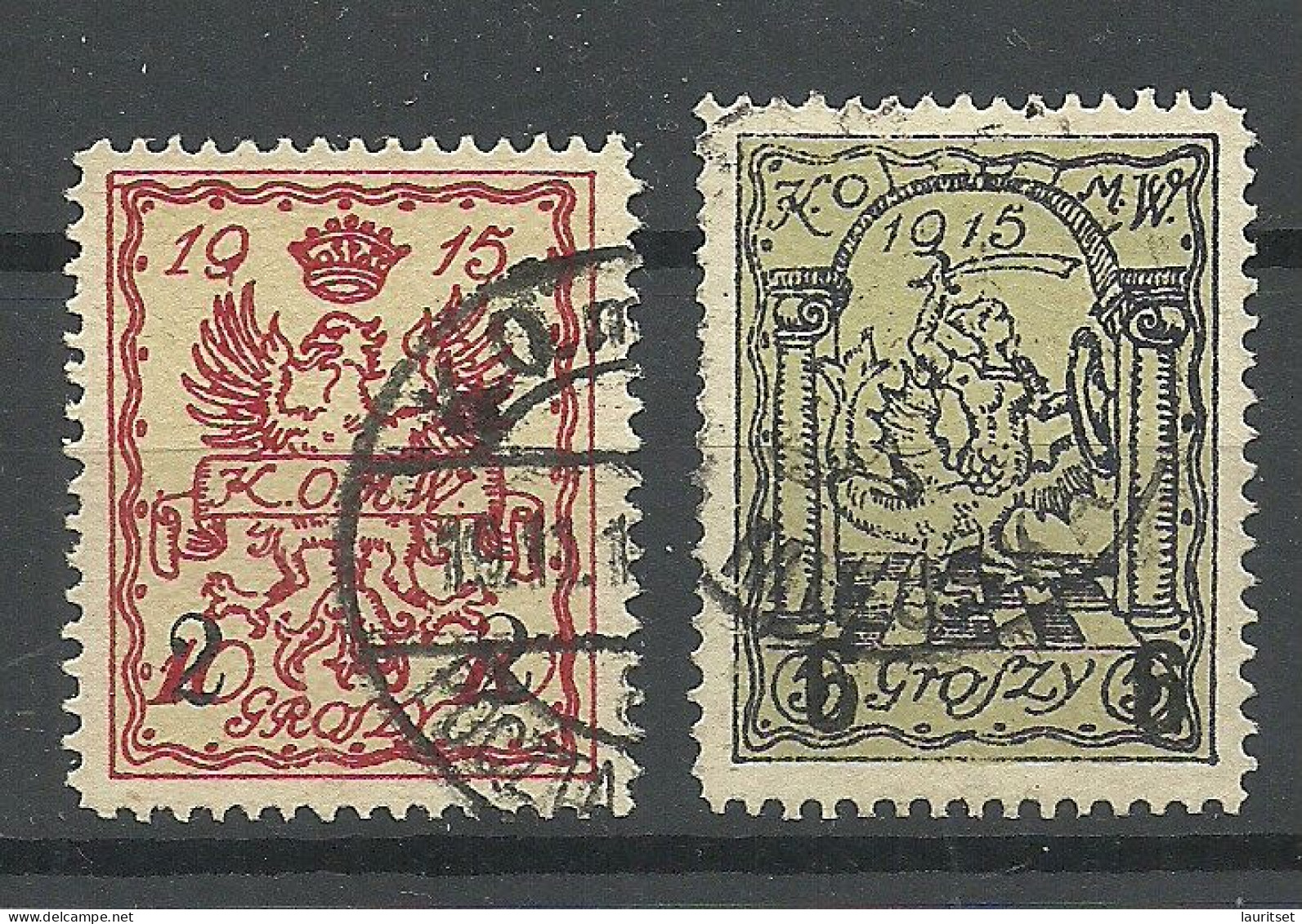 POLEN Poland 1915 Stadtpost Warschau Michel 5 - 6 O - Used Stamps