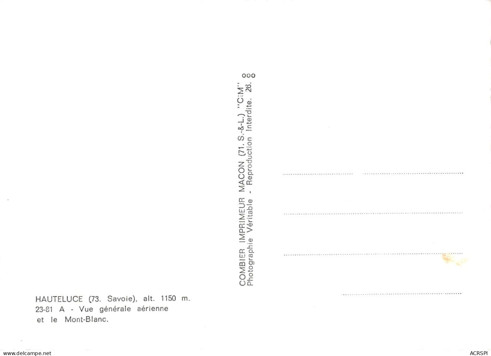 73 Hauteluce Vue Générale Aérienne Du Village Et Le Mont Blanc (scan R/V) 46 \PC1205 - Albertville