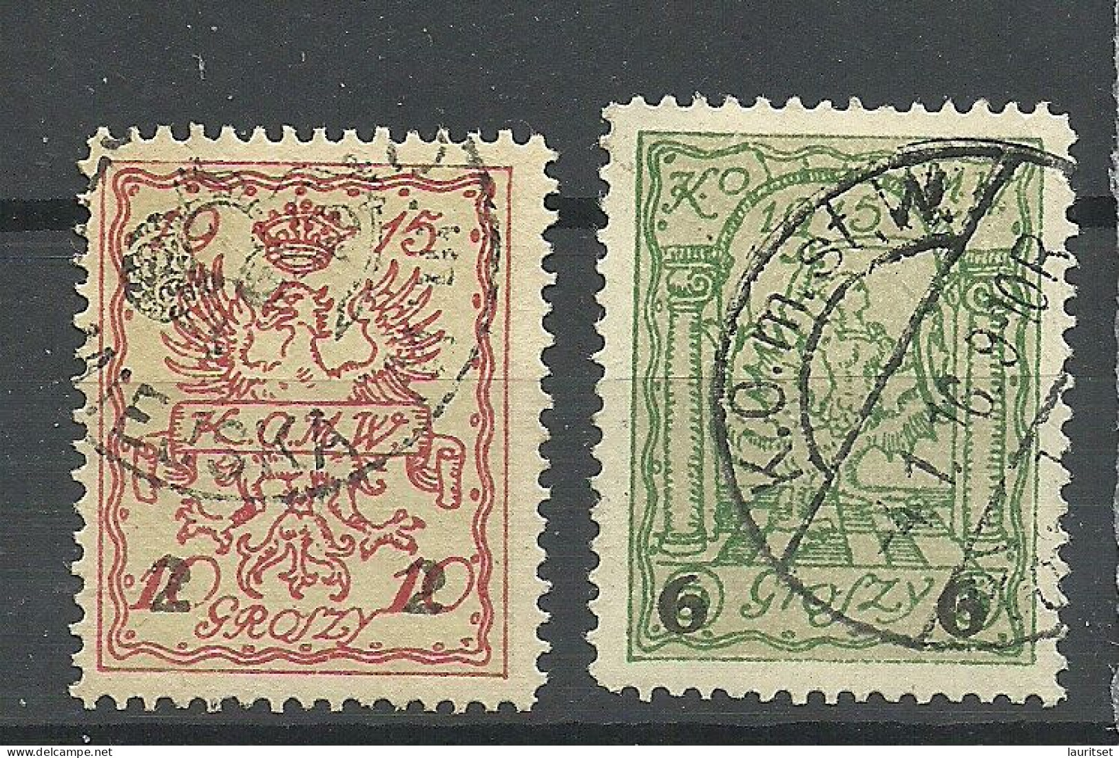 POLEN Poland 1915 Stadtpost Warschau Local City Post Michel 7 - 8 O - Used Stamps