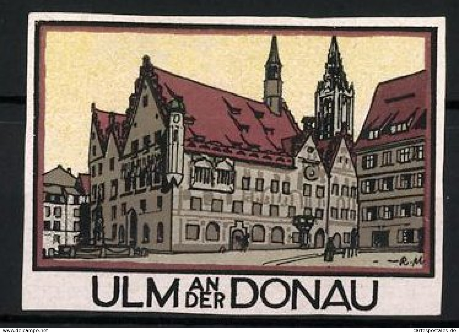 Reklamemarke Ulm A. D. Donau, Marktplatz Mit Rathaus  - Erinnophilie