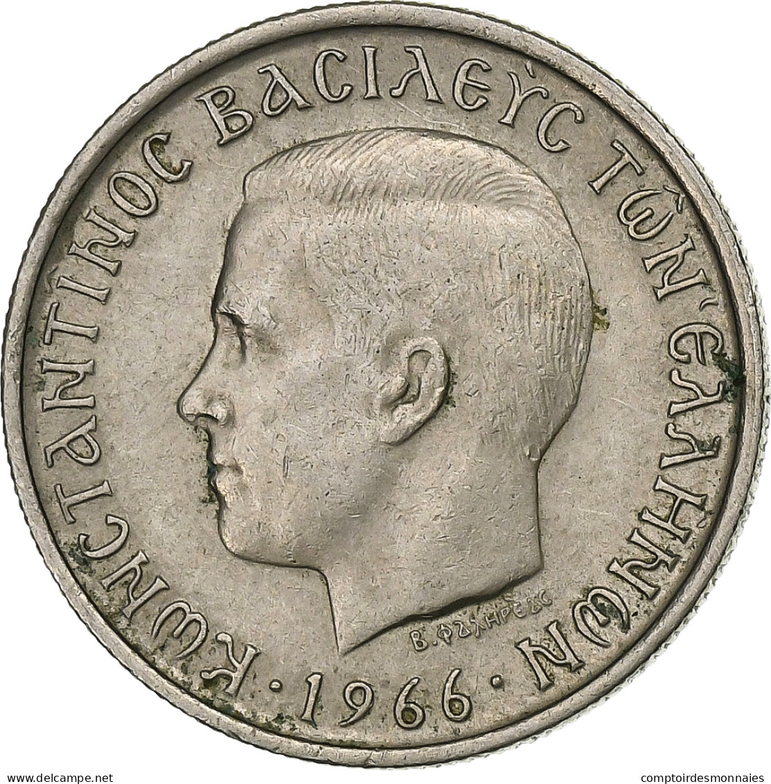 Grèce, Constantin II, Drachma, 1966, Cupro-nickel, TTB, KM:89 - Griekenland