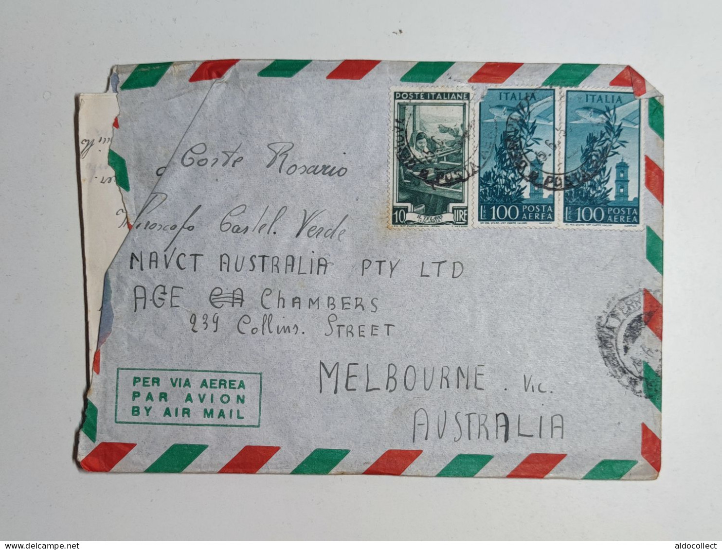 Lettera Via Aerea Da Genova Per Melbourne Australia Del 1953 - Luftpost