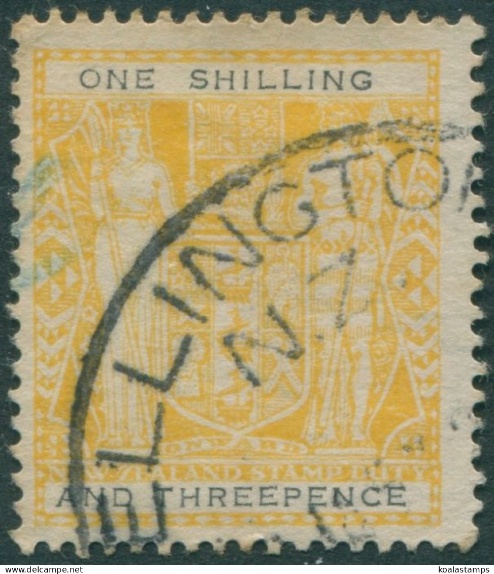 New Zealand Fiscal 1955 SGF192 1/3d Lemon And Black Arms FU - Sonstige & Ohne Zuordnung