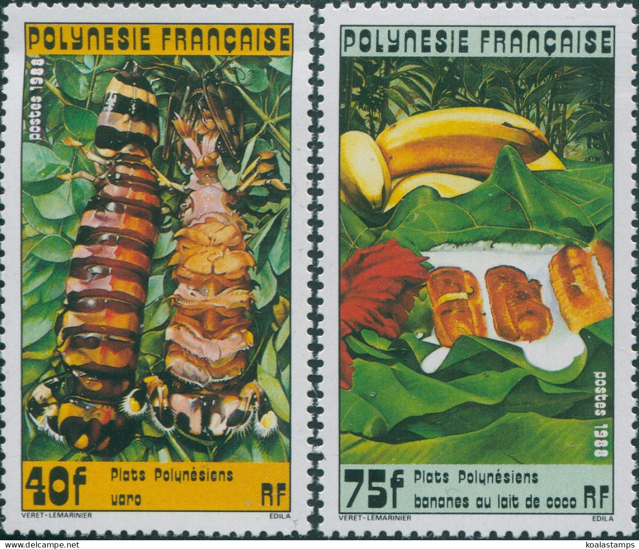 French Polynesia 1988 Sc#474-475,SG524-525 Polynesian Food Dishes Set MLH - Autres & Non Classés