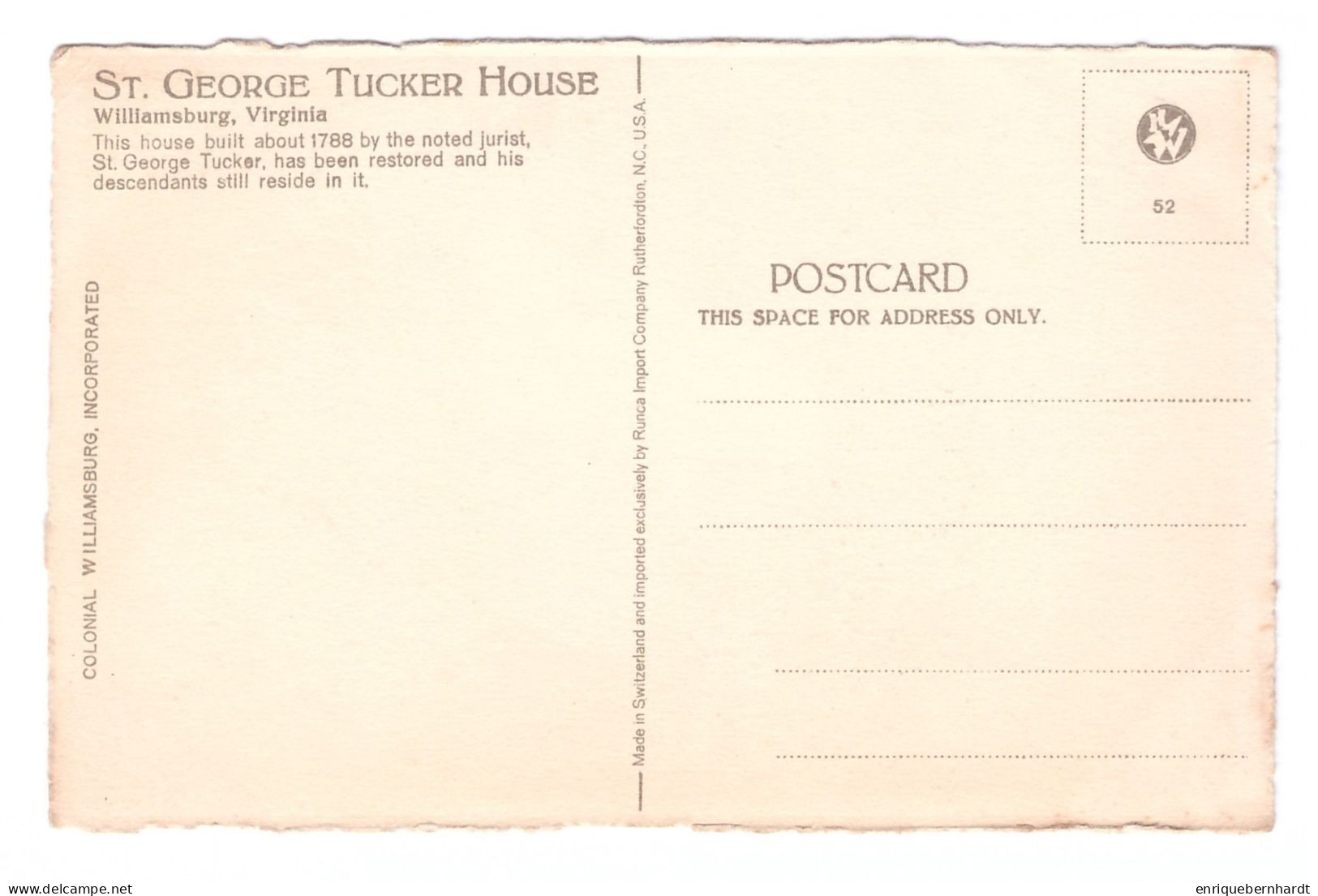 UNITED STATES // WILLIAMSBURG // ST. GEORGE TUCKER HOUSE - Autres & Non Classés