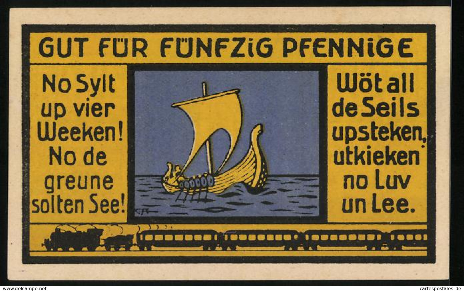Notgeld Hamburg 1921, 50 Pfennig, Klasse II Lehrerseminar Steinhauerdamm, Syltreise, Segelschiff, Eisenbahn  - [11] Local Banknote Issues