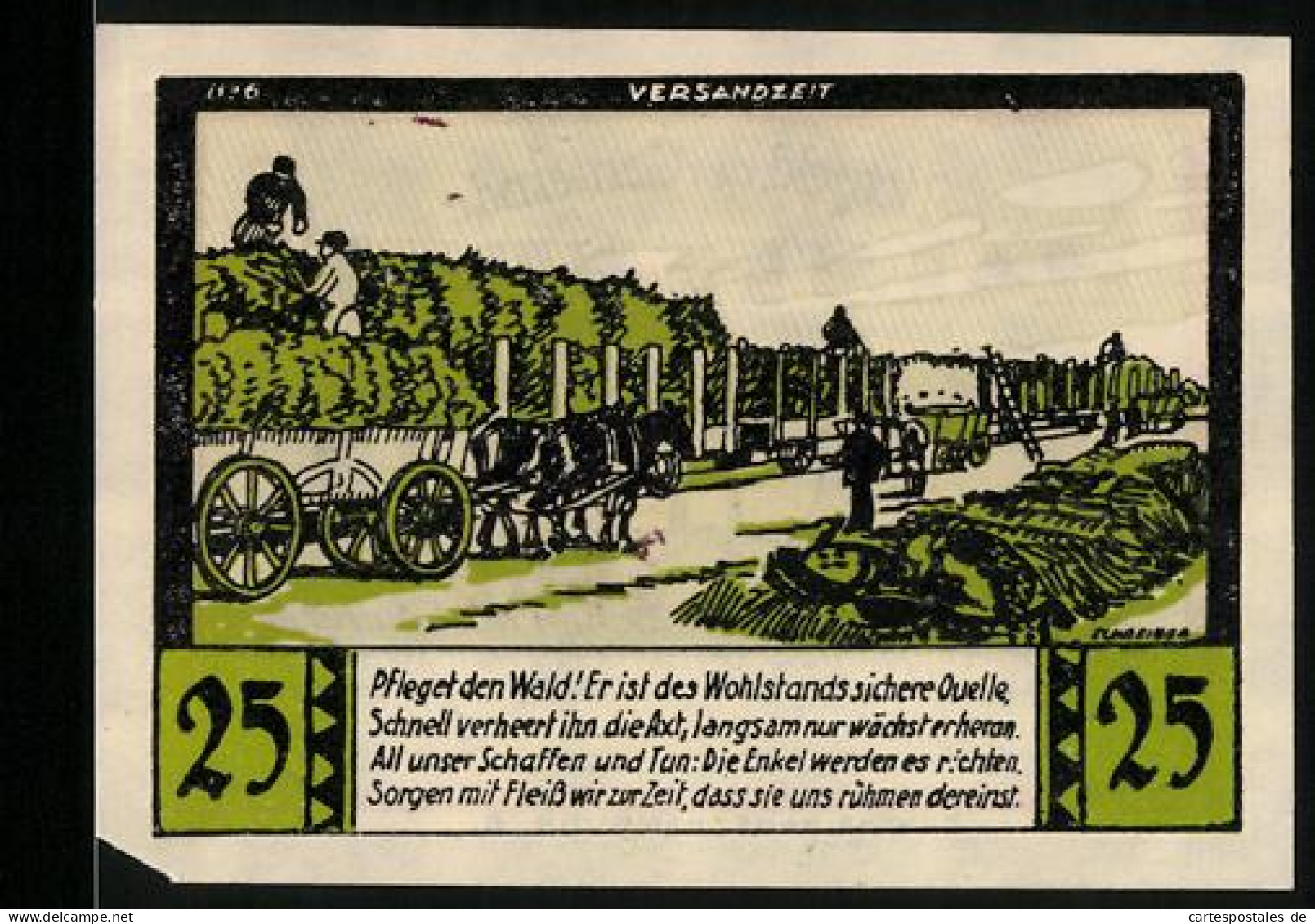 Notgeld Halstenbek /Pinneberg, 25 Pfennig, Wappen, Abholzung An Einer Strasse Mit Fuhrwerken  - Lokale Ausgaben