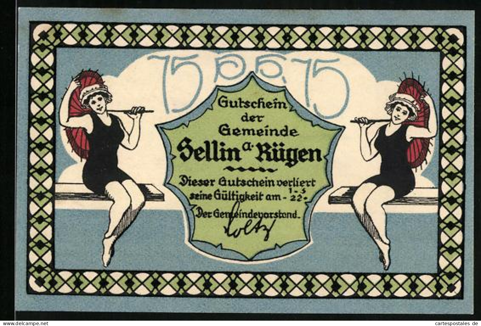 Notgeld Sellin A. Rügen, 75 Pfennig, Dampfer An Der Landungsbrücke  - [11] Local Banknote Issues