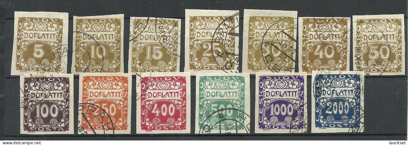 TSCHECHOSLOWAKEI Czechoslovakia 1920 = 13 Values From Set  Michel 1 - 14 Portomarken Postage Due O - Strafport