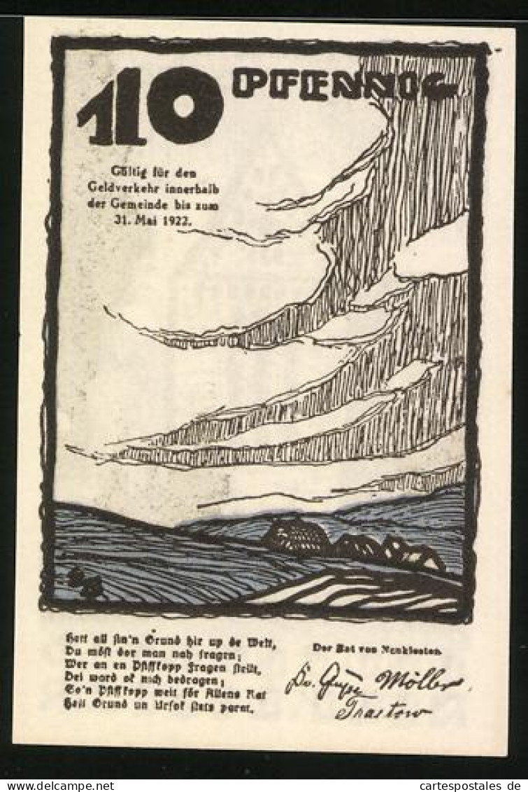 Notgeld Neukloster 1922, 10 Pfennig, Kirche Und Felder Mit Wolken  - [11] Local Banknote Issues