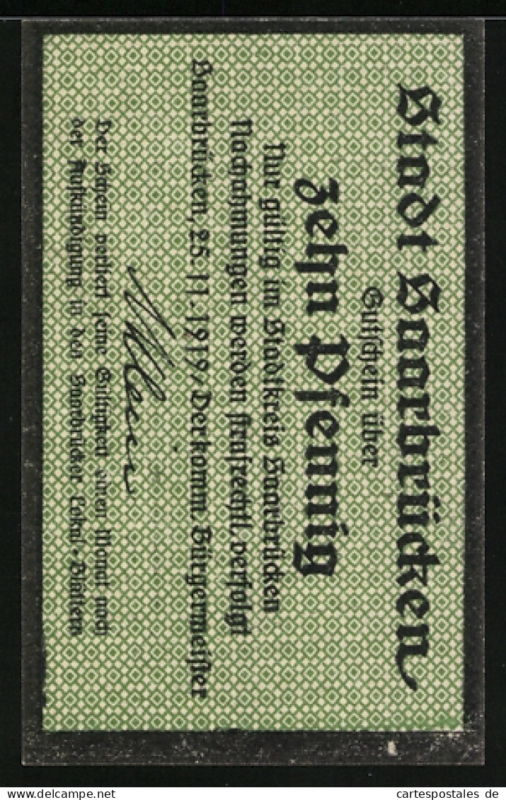 Notgeld Saarbrücken 1919, 10 Pfennig, Alter Turm  - [11] Local Banknote Issues