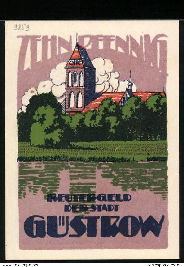 Notgeld Güstrow 1922, 10 Pfennig, Kirche, Bulle  - [11] Local Banknote Issues