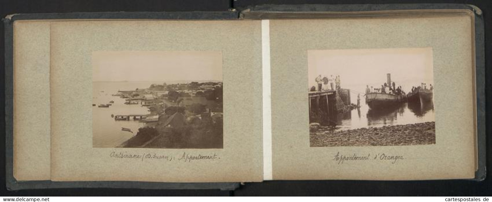 Fotoalbum mit 52 Fotografien Madagaskar, französische Kolonie, Kolonial Soldaten, Tracht, zerstörte Orte 