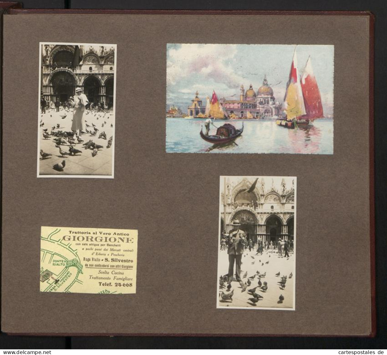 Fotoalbum mit 102 Fotografien, Mittelmeerfahrt 1933 S.S. Watussi, Ansicht Venedig, Menükarte, Stadtansichten 