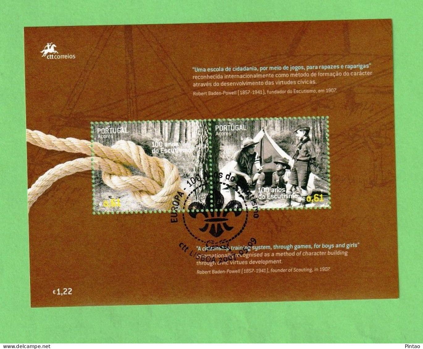 PTB1640- PORTUGAL (AÇORES) 2007 Nº 354 (selo 3545_ 46)- CTO (EUROPA CEPT) - Blocks & Sheetlets