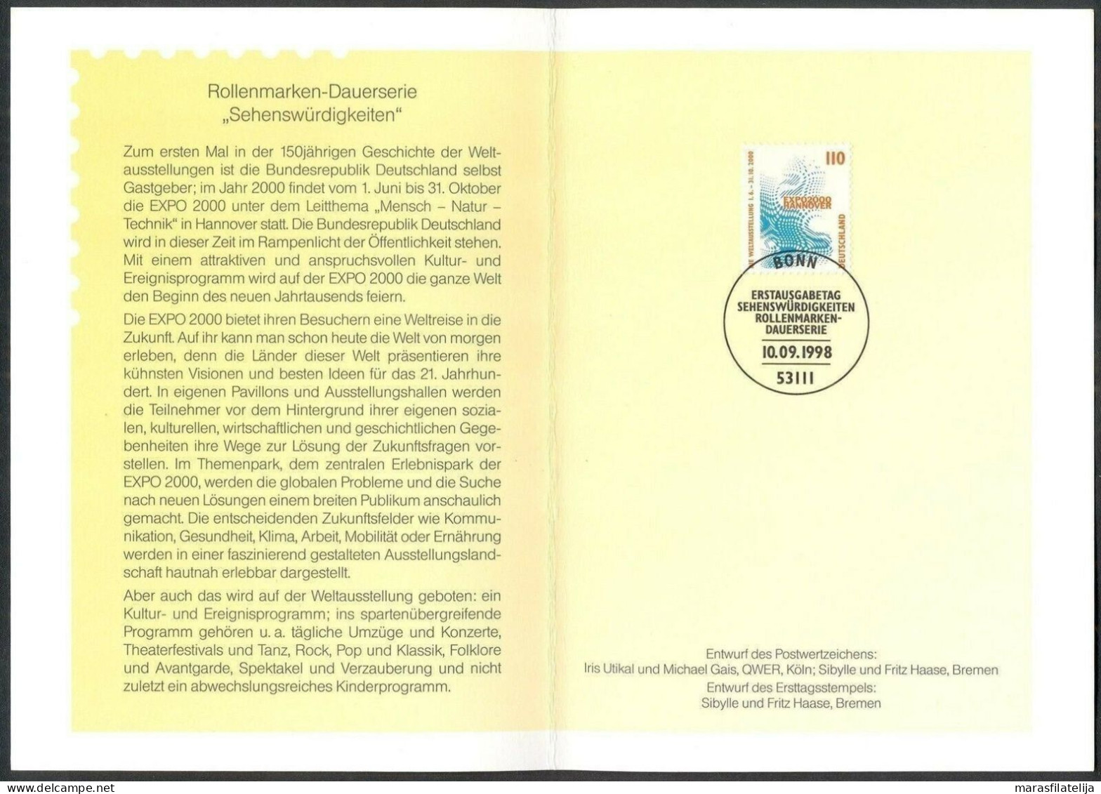 Germany 1998, Expo Hannover 2000, Special Stamp Folder - Sonstige & Ohne Zuordnung