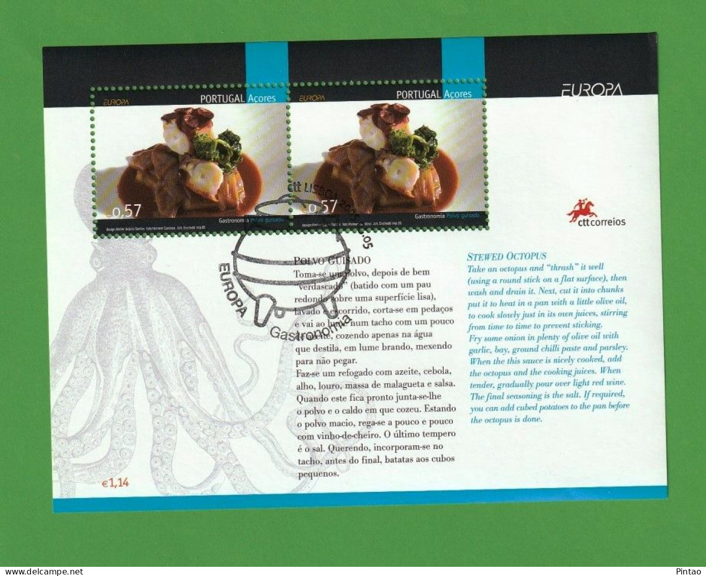 PTB1645- PORTUGAL (AÇORES) 2005 Nº 299 (selos 3230)- CTO (EUROPA CEPT) - Blokken & Velletjes