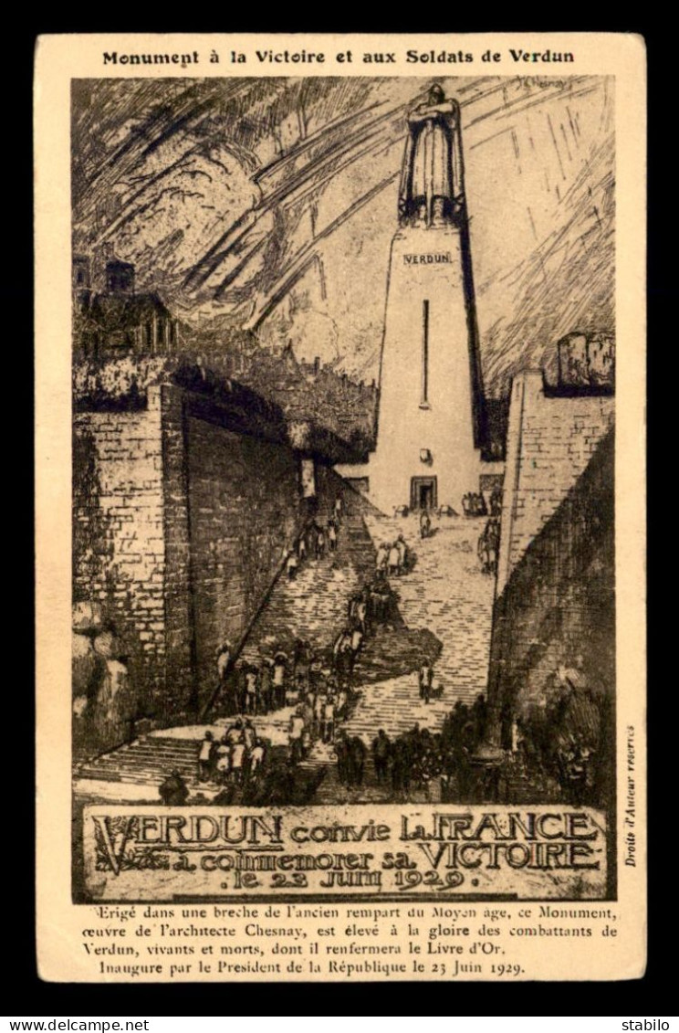 55 - VERDUN - MONUMENT A LA VICTOIRE ET AUX SOLDATS  - CARTE ILLUSTREE - EDITEUR MARTIN COLARDELLE - Verdun